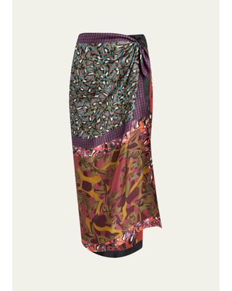 Dries Van Noten Silk Long Wrap Scarf Skirt