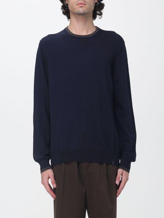 Fay Crewneck Jumper in Pure Virgin Wool with Embroidered Logo and Contrast Trims