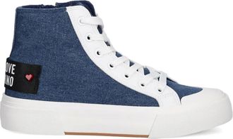 Love Moschino logo-patch sneakers - women - Polyurethane/Fabric/Fabric/Calf Leather/Rubber - 38 - Blue