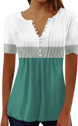 Generic Casual Dress Shirts Tops for Women 2025 Christmas Womens Tops Casual Fashion Floral Print Tunic Plus Size Short Sleeve V Neck Shirts Hot V Neck T Shir