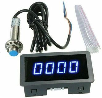 OEM Tachimetro Digitale 5-9999 Giri/min Con Sensore Hall Npn - Display A Led Blu - Campo Di Rilevamento 10 Mm - Temperatura 0-50&deg;c -crezuo