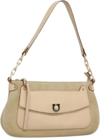 Ferragamo Pre-owned Shoulder Bags, female, Beige, Size: ONE SIZE Pre-owned Suede Shoulder Bag