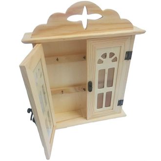 Trade Shop Trade Shop - Cassetta Porta Chiavi 2 Ante Vetro Portachiavi Appendichiavi Casetta Legno Casa