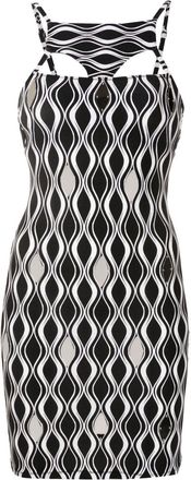 Amir Slama wave-print bodycon mini dress - women - Polyester/Elastane - G - Black