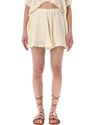 120% Lino Bermuda Loose Fitting Crinkled Shorts