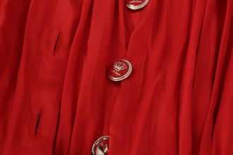 Dolce & Gabbana Womens Red Button Down Belted Midi Satin Silk Dress