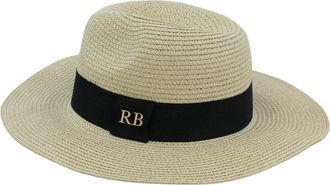 eBuy GB Personalised Adjustable Beach Hat with Initials Monogram Straw Hat Honeymoon Sun Hat for Bride Bridesmaids Holiday Fedora Hat for Her (Natura;) Natura