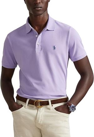 Polo Ralph Lauren Classic Fit Stretch Mesh Polo Shirt Mens Short Sleeve Knit Powder Purple : 2XL, Cotton/Elastane