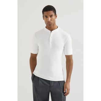 Brunello Cucinelli Henley collar T-shirt in White at Nordstrom, Size Xxx-Large Eu