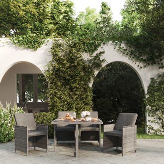 vidaXL Vidaxl - Set Comedor De Jard&iacute;n 5 Piezas Con Cojines Rat&aacute;n Sint&eacute;tico Gris