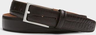 Le 31 Mens Croc-textured leather belt Exclusive collection from Italy