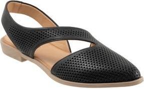 Bueno Bianca Perf Slingback Pointed Toe Flat in Black at Nordstrom Rack, Size 10.5-11Us / 42Eu