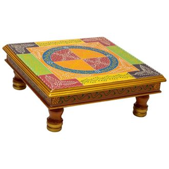 Wanderlust Deco Wanderlust Deco - Mesa Auxiliar De Madera Pintado A Mano 38x38x14