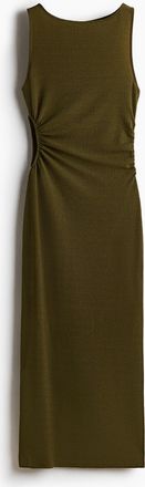 H&M Glitzerndes Kleid mit Cut-out - Dunkles Khakigr&uuml;n