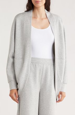 Caslon Long Sleeve Scuba Knit Cocoon Cardigan in Grey Heather at Nordstrom Rack, Size Large/x-Large