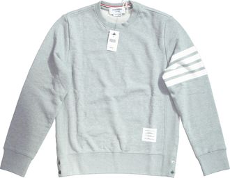 Thom Browne 4-Bar Loopback Crewneck Sweatshirt in Grey Cotton