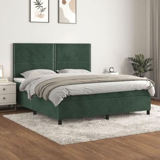 vidaXL Vidaxl - Cama Box Spring Con Colch&oacute;n Terciopelo Verde Oscuro 180x200 Cm