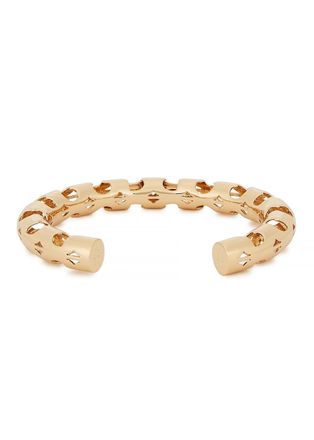 Tory Burch Serif-t Fretwork 18kt Gold-plated Cuff Bracelet