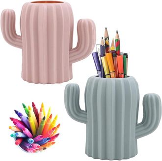 OEM Juego De 2 Portal&aacute;pices, Portal&aacute;pices De Escritorio, Portabrochas De Maquillaje, Portal&aacute;pices Y Caja Con Forma De Cactus, Creativo Y Divertido, Materi