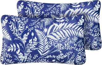 Beliani Beliani - Conjunto De 2 Cojines De Exterior Accesorios De Jard&iacute;n Patr&oacute;n De Plantas 30x50 Cm Azul Glimmer