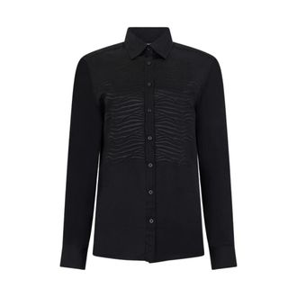 Roberto Cavalli Shirts, female, Black, Size: XL Cotton Shirt with Embroidered Zebra Motif