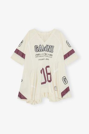 Ganni Ivory League Oversized Mini Dress - Size XXS/XS White