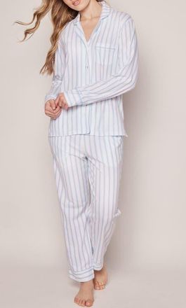 Petite Plume Stripe Pima Cotton Pajamas in White at Nordstrom, Size X-Small