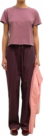 Leset Yoshi Stripe Classic Tie Pant In Bordeaux