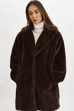LaMarque LINNEA | Faux Fur Coat in Bitter Chocolate at Nordstrom, Size Medium