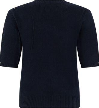 Fabiana Filippi Womens Sweater Three-Quarter Sleeve Midnight Blue Virgin Wool