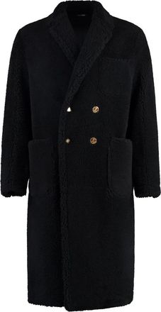 Thom Browne Shearling Lapel Overcoat - Heren - Mantel - Zwart - XL - Jassen