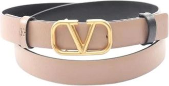 Valentino Pre-owned Belts, female, Beige, Size: ONE SIZE Pre-owned V Logo Leather Belt