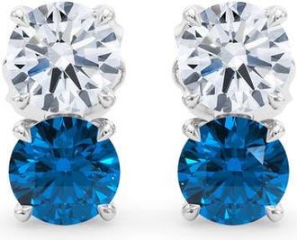 HauteCarat Lab Grown Diamond & Sapphire Earrings in White Gold/Sapphire at Nordstrom