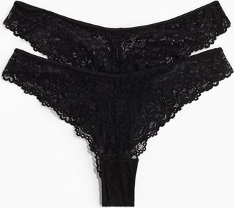 H&M 2er-Pack Brazil Slips aus Spitze - Schwarz
