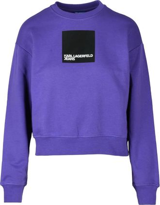 Karl Lagerfeld Purple Cropped Patch Sweatshirt