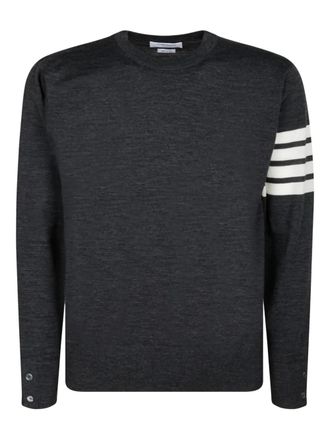 Thom Browne 4-Bar crew-neck jumper - men - Merino/Virgin Wool - 00 - Grey