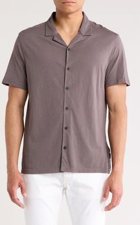 John Varvatos Brewer Organic Cotton Camp Shirt in Metal Grey at Nordstrom Rack, Size Large