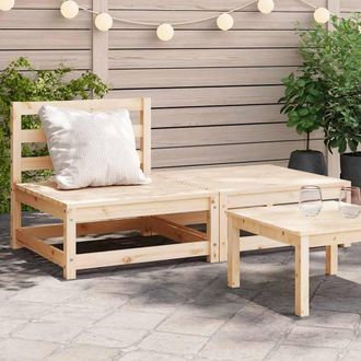 Berkfield Home Garden Sofa Armless with Footstool Solid Wood Pine in Natural