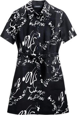 Desigual Lange Jurken Collectie in Katoenmix - Dames - Shirt Kleedjes - Zwart - M - Katoen - Kleedjes