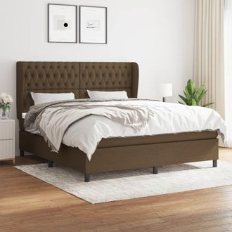 vidaXL Vidaxl - Cama Box Spring Con Colch&oacute;n Tela Marr&oacute;n Oscuro 180x200 Cm