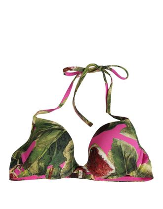 Dolce & Gabbana Fig Print Push-Up Bikini Top - Pink