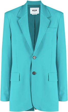 Msgm notched lapels single-breasted blazer - women - Virgin Wool/Elastane/Polyester - 40 - Blue