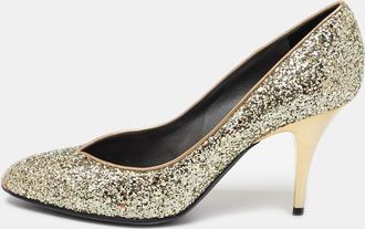 Giuseppe Zanotti Gold Glitter Round Toe Pumps