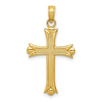 Diamond2Deal 10k Yellow Gold Fleur De Lis Cross Pendant