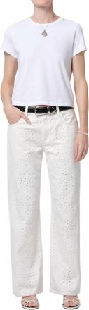 Citizens Of Humanity Eyelet Lindz Straight Jeans In Blanc