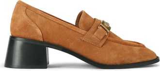 Kurt Geiger Womens Suede Kingsley Heel Loafer Loafers - Tan - Size UK 6