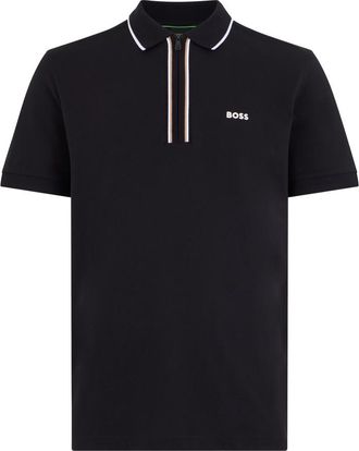 HUGO BOSS Black Cotton Polo With Zip