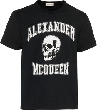 Alexander McQueen Grafisch Print Katoenen T-shirt - Heren - T-shirts - Zwart - M - Katoen - Tops