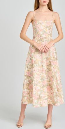Wayf Josefina Floral Fit & Flare Midi Dress in Blush Floral at Nordstrom, Size X-Small