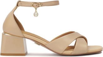 Kazar Beige sandalen met brede hak en volledige hak - Dames - Sandalen met hakken - Beige - 36 EU - Leer - Schoenen